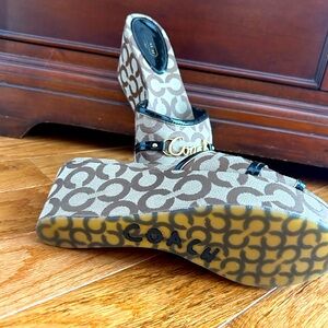 Coach Clarissa Monogram Slip-On Wedge Sandals Size 10